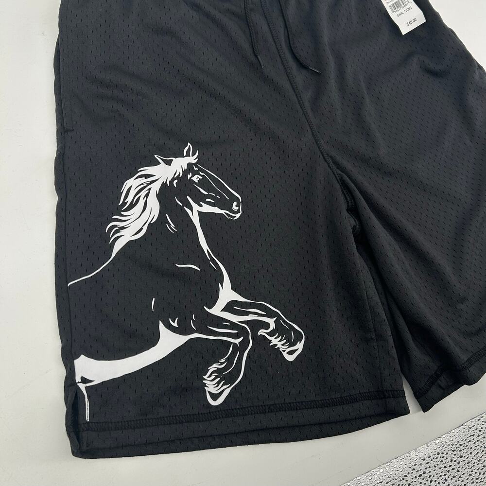 NWT Men's Pacsun x Budweiser Black Mesh Athletic Shorts Horse sz S x 8.5" Inseam - Picture 4 of 10